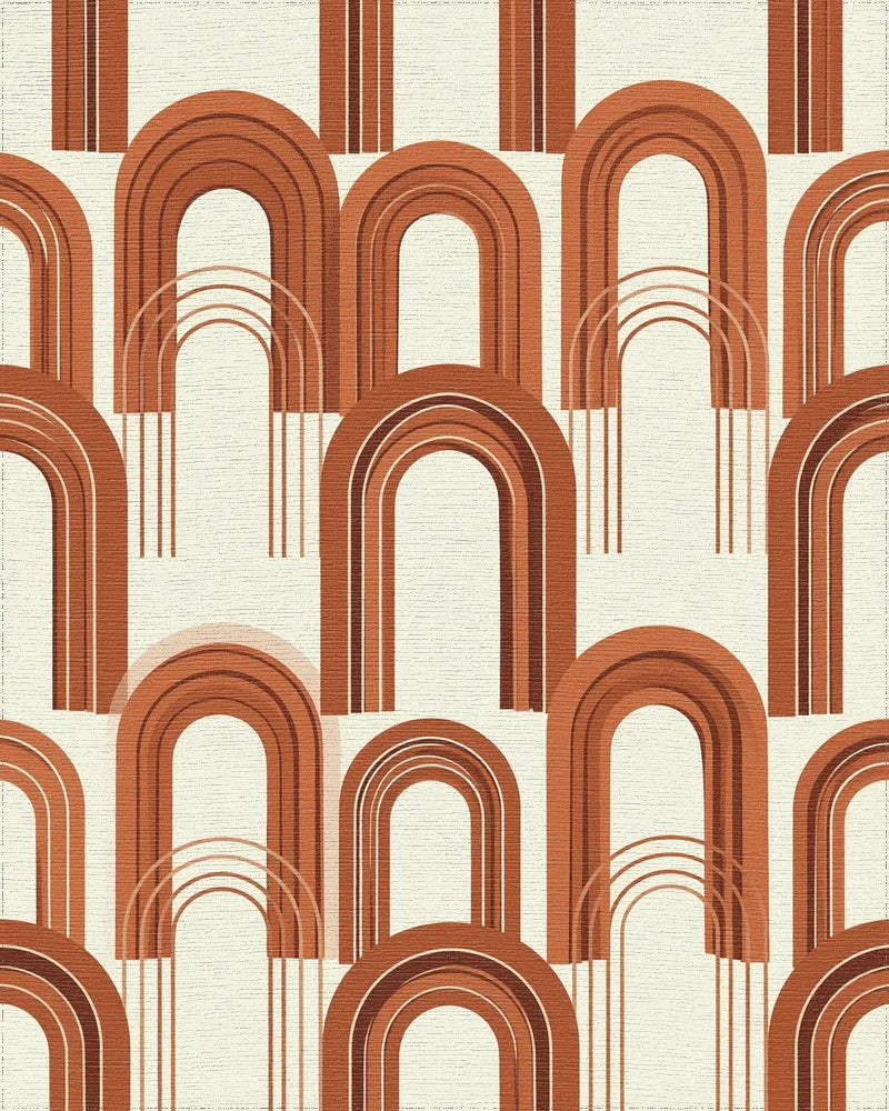 Terracotta Arch Minimalist Geometric Rug - cutout