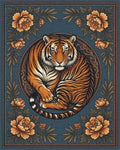 Tiger Medallion Folk Art Rug - cutout