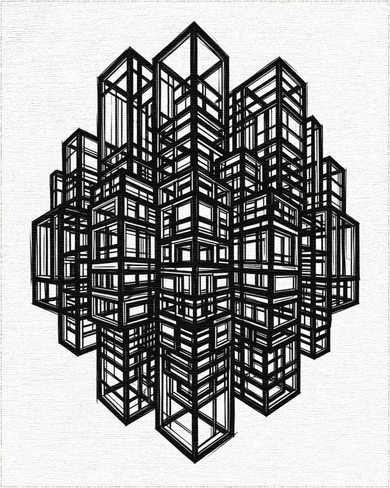 Black White Abstract Rug - cutout