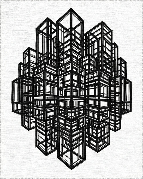 Black White Abstract Rug - cutout