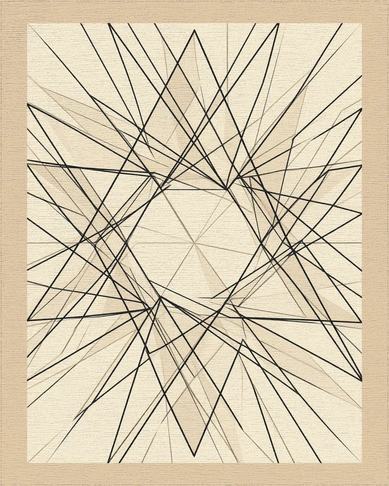Minimalist Geometric Cream Black Rug - cutout