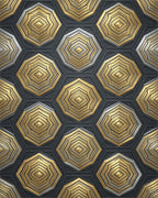 Geometric Hexagon Gold Silver Rug - cutout