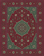 Ornate Medallion Crimson Floral Rug - cutout
