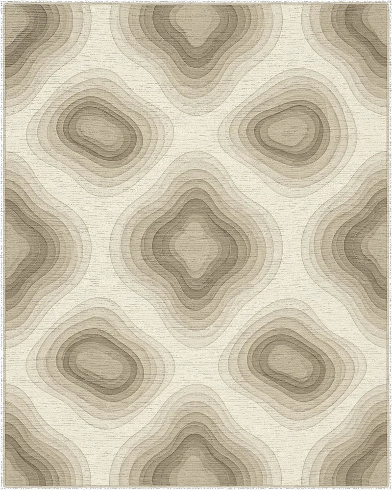 Cream Beige Geometric Rug - cutout