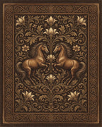 Equestrian Medallion Earth Tone Rug - cutout