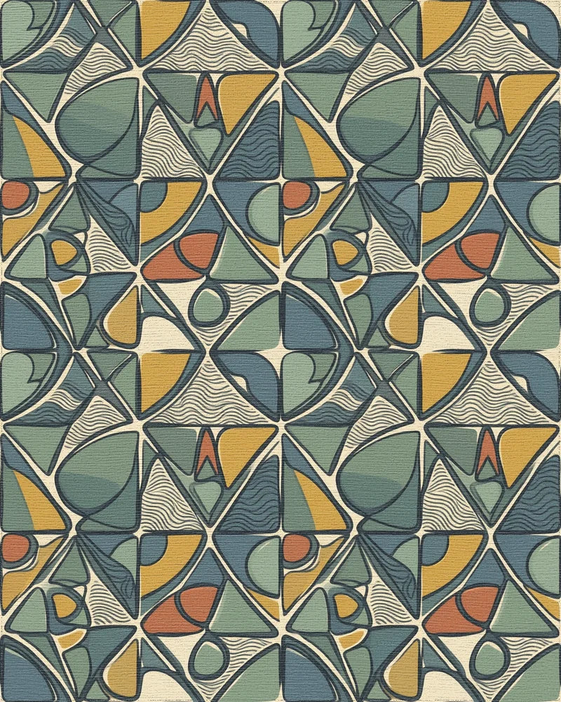 Green Blue Yellow Rug - cutout
