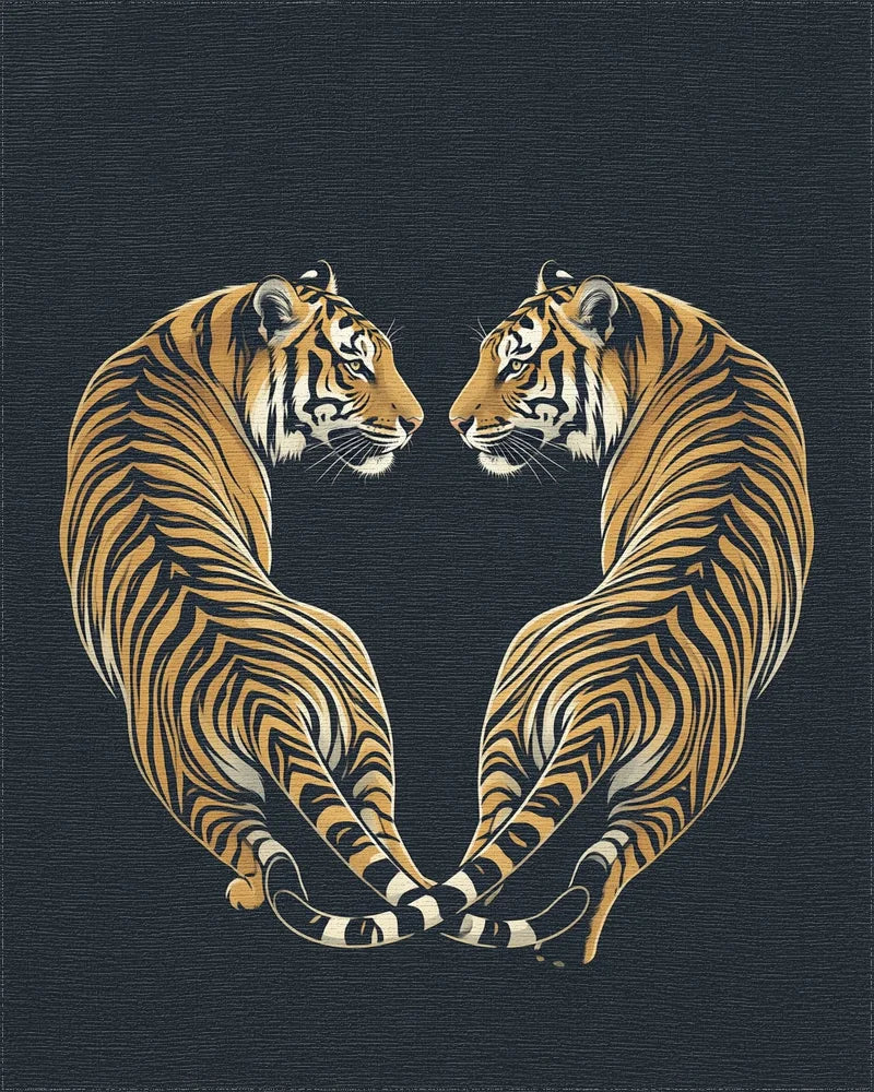 Minimalist Abstract Tiger Charcoal Area Rug - cutout
