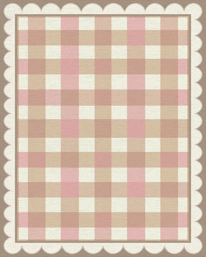 Pink Beige White Rug - cutout