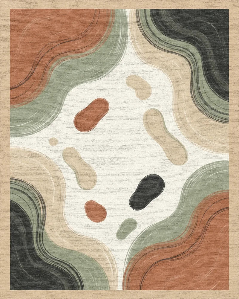 Beige Green Abstract Rug - cutout