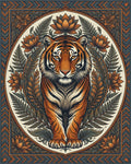 Symmetrical Tiger Medallion Area Rug - cutout