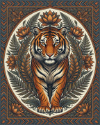 Symmetrical Tiger Medallion Area Rug - cutout