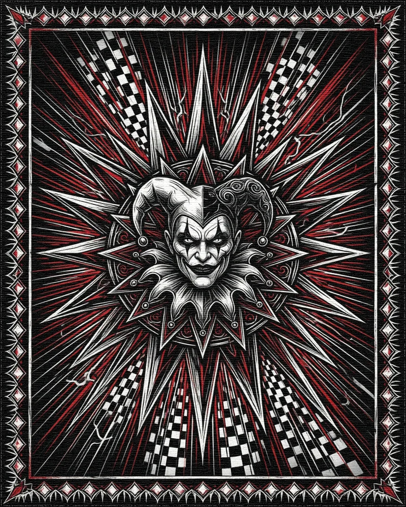 Black White Crimson Rug - cutout