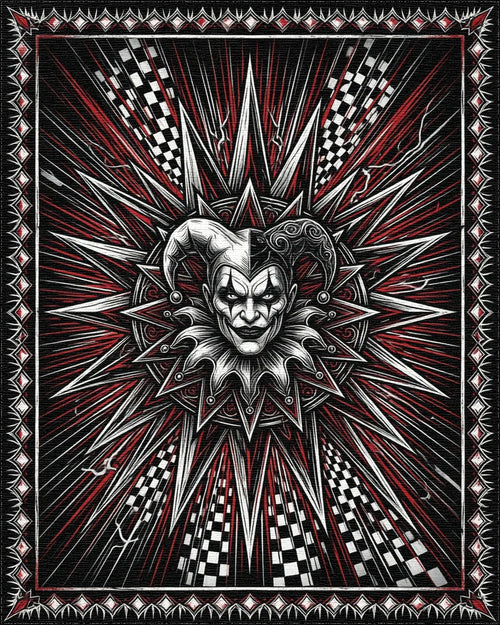 Black White Crimson Rug - cutout