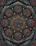 Crimson Medallion Sunburst Graphic Rug - cutout