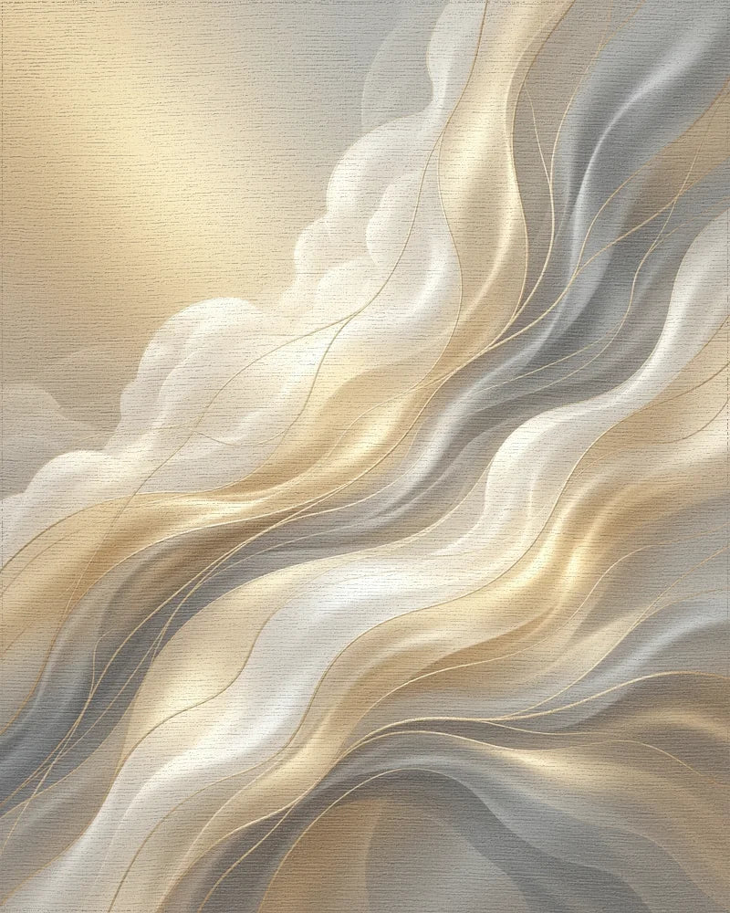 Gold Gray Abstract Rug - cutout