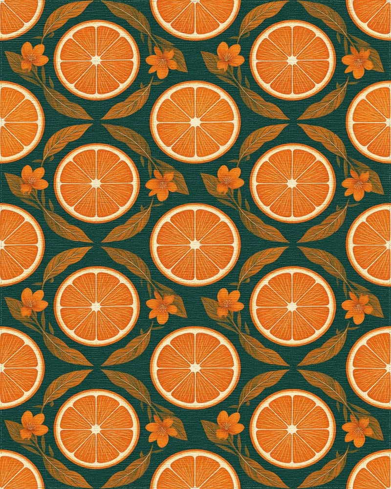 Botanical Citrus Forest Green Rug - cutout