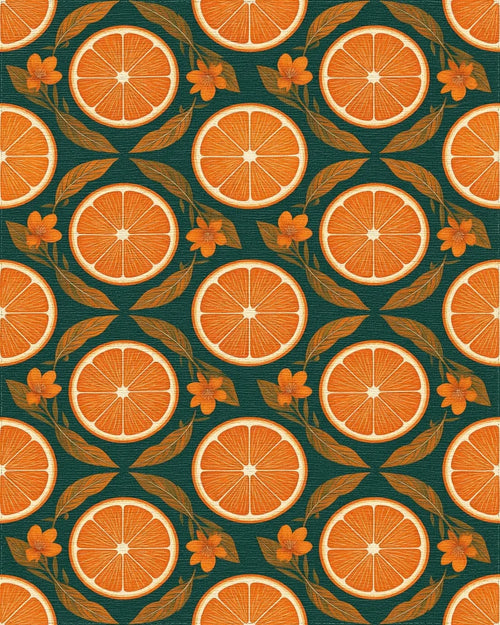 Botanical Citrus Forest Green Rug - cutout