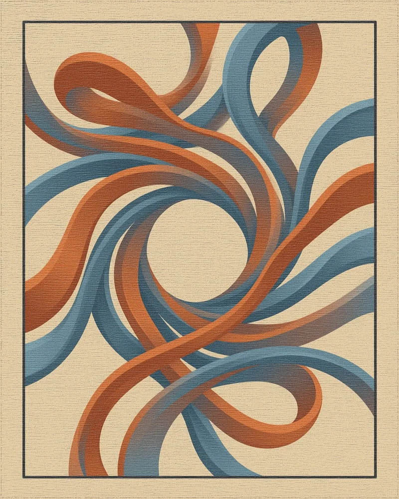 Beige Orange Blue Rug - cutout