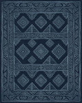 Monochromatic Navy Geometric Tribal Rug - cutout