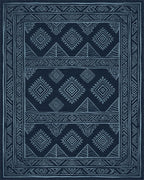 Monochromatic Navy Geometric Tribal Rug - cutout