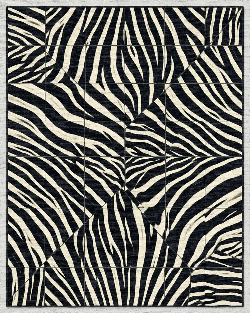 Black White Cream Rug - cutout