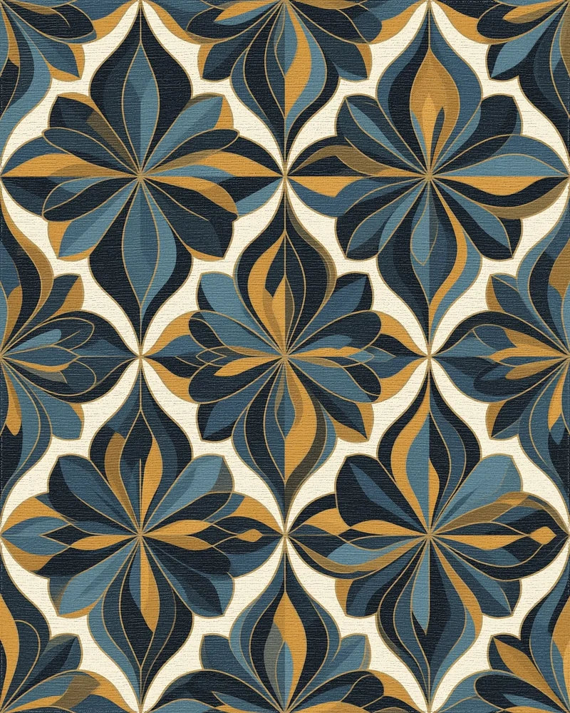 Abstract Organic Geometric Ochre Rug - cutout