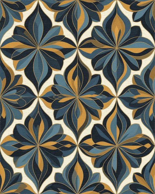 Abstract Organic Geometric Ochre Rug - cutout