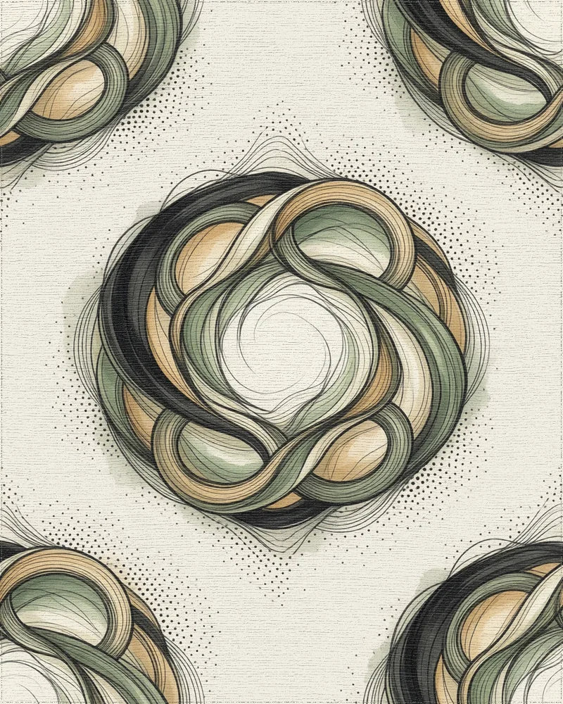 Green White Abstract Rug - cutout