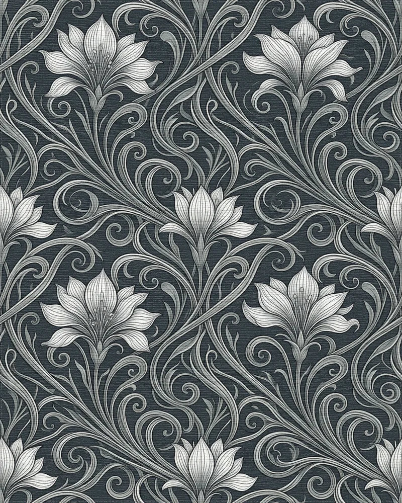 White Gray Floral Rug - cutout