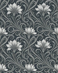White Gray Floral Rug - cutout