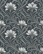 White Gray Floral Rug - cutout