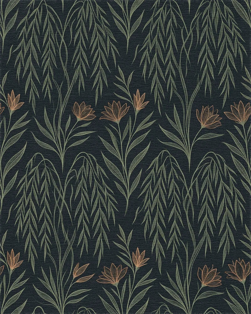 Sage Botanical Charcoal Graphic Rug - cutout