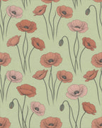 Olive Minimalist Floral Rug - cutout