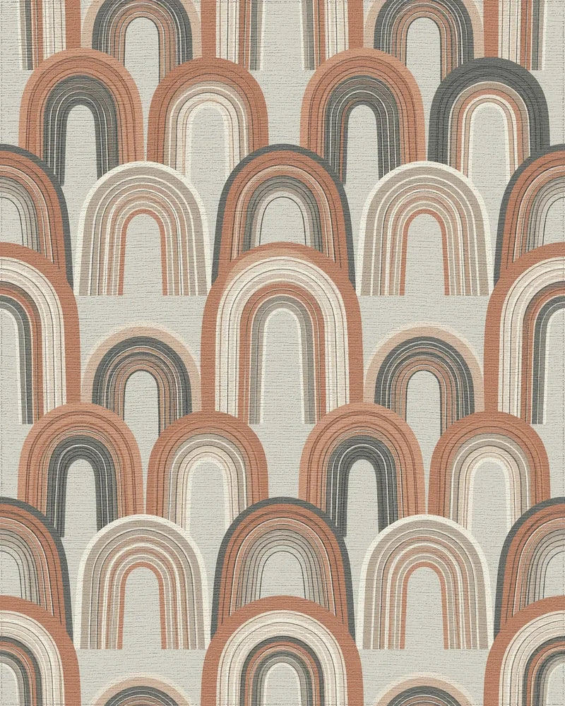 Minimalist Terracotta Arch Earth Tone Rug - cutout