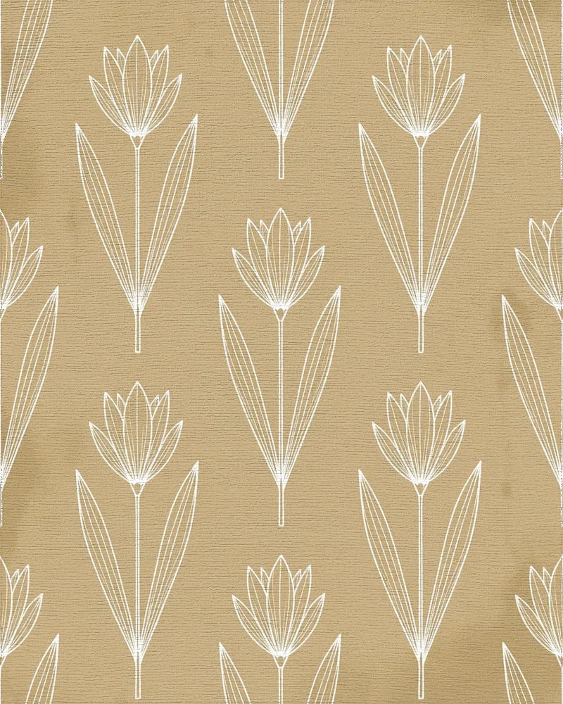 Beige White Floral Rug - cutout