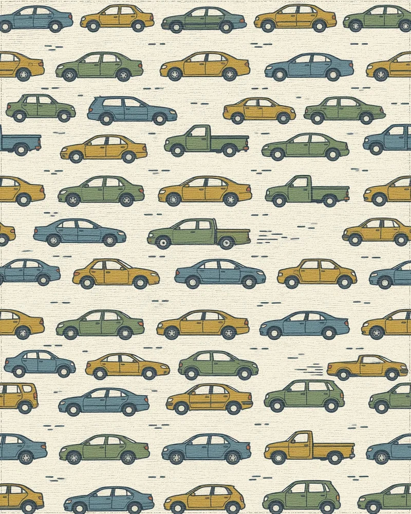 Minimalist Automotive Silhouette Cream Area Rug - cutout