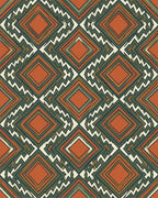 Orange Green White Rug - cutout