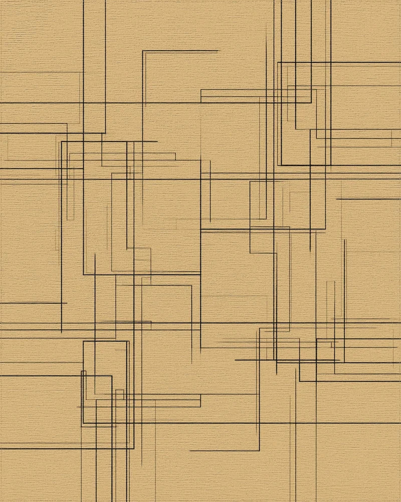 Minimalist Geometric Cream And Black Rug - cutout