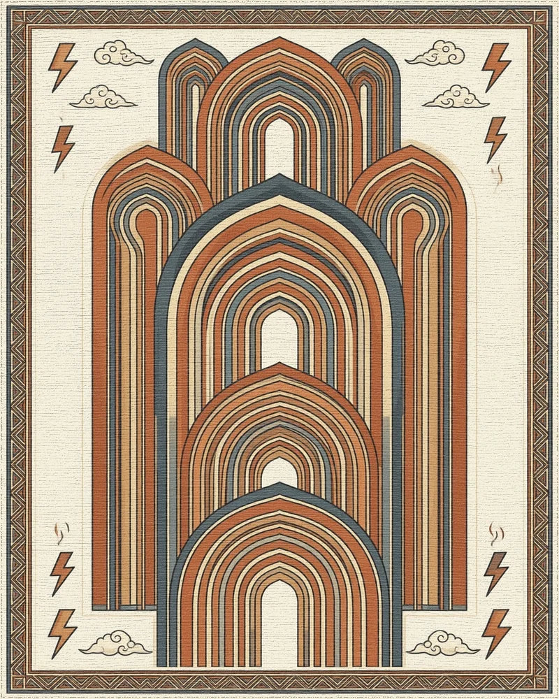 Terracotta Arch Geometric Statement Rug - cutout