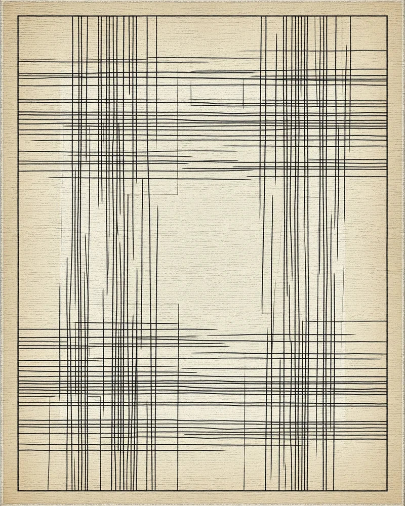 Minimalist Linear Oatmeal Area Rug - cutout
