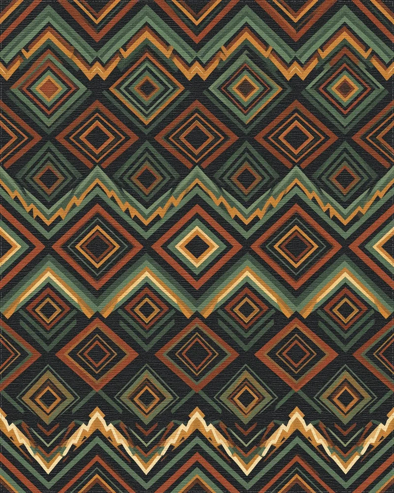 Green Cream Geometric Rug - cutout