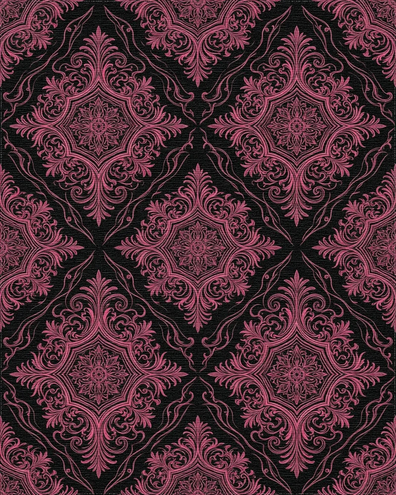 Vintage Black Magenta Rug - cutout
