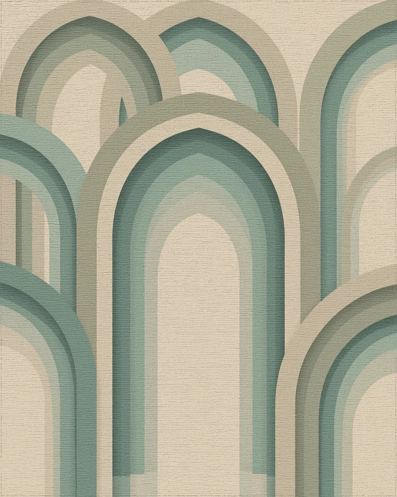 Beige Green Geometric Rug - cutout