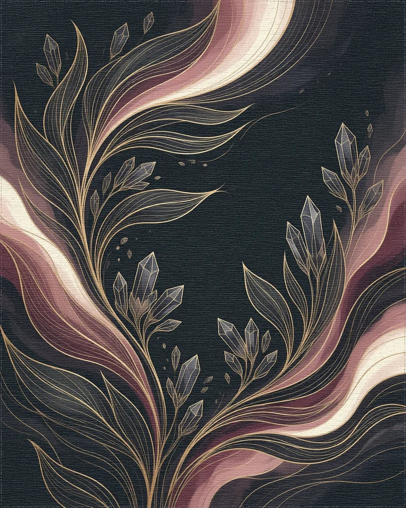 Fluid Botanical Charcoal Gold Rug - cutout