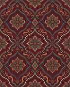 Scarlet Geometric Floral Medallion Rug - cutout