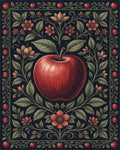 Botanical Apple Crimson Black Rug - cutout