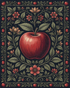 Botanical Apple Crimson Black Rug - cutout