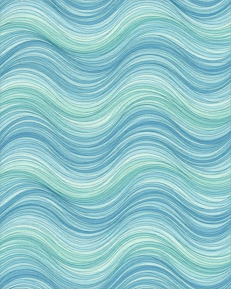 Fluid Coastal Wave Blue Area Rug - cutout