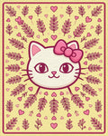 Whimsical Feline Pink Bow Area Rug - cutout