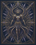 Midnight Navy Gold Abstract Warrior Rug - cutout